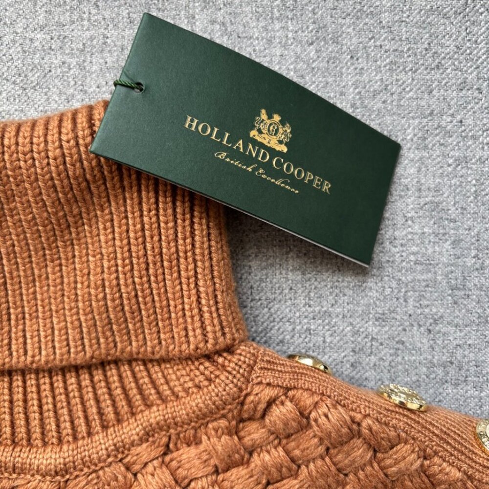 Holland Cooper Basket Weave Jumper - Carmel - Picture 8 of 8